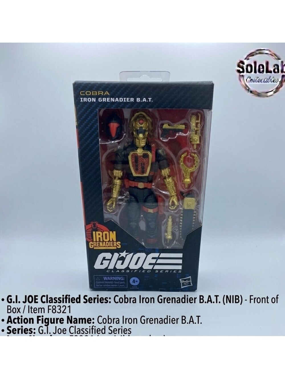 G.I. Joe Classified Series #134 Iron Grenadier B.A.T. Cobra F8321 NEW Sealed